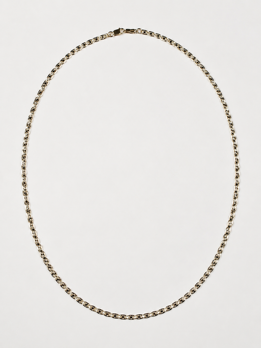 14K Yellow Gold Diamond-Cut Marquise Link Chain – 3 mm