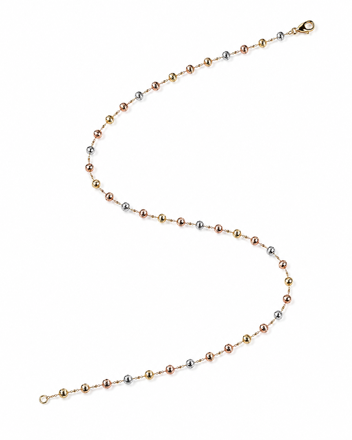 14K Tri-Color Gold Bolo Style Bead Chain