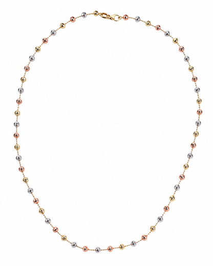 14K Tri-Color Gold Bolo Style Bead Chain