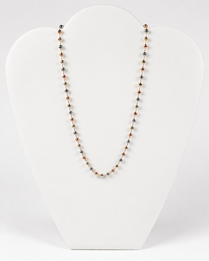 14K Tri-Color Gold Bolo Style Bead Chain