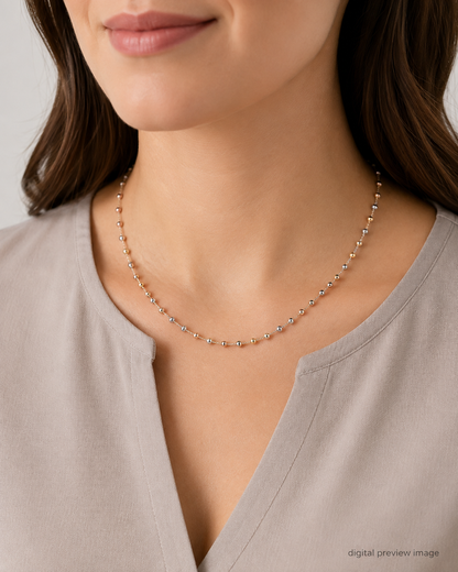 14K Tri-Color Gold Bolo Style Bead Chain