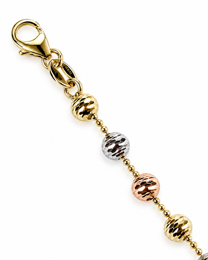 14K Tri-Color Gold Bolo Style Bead Chain