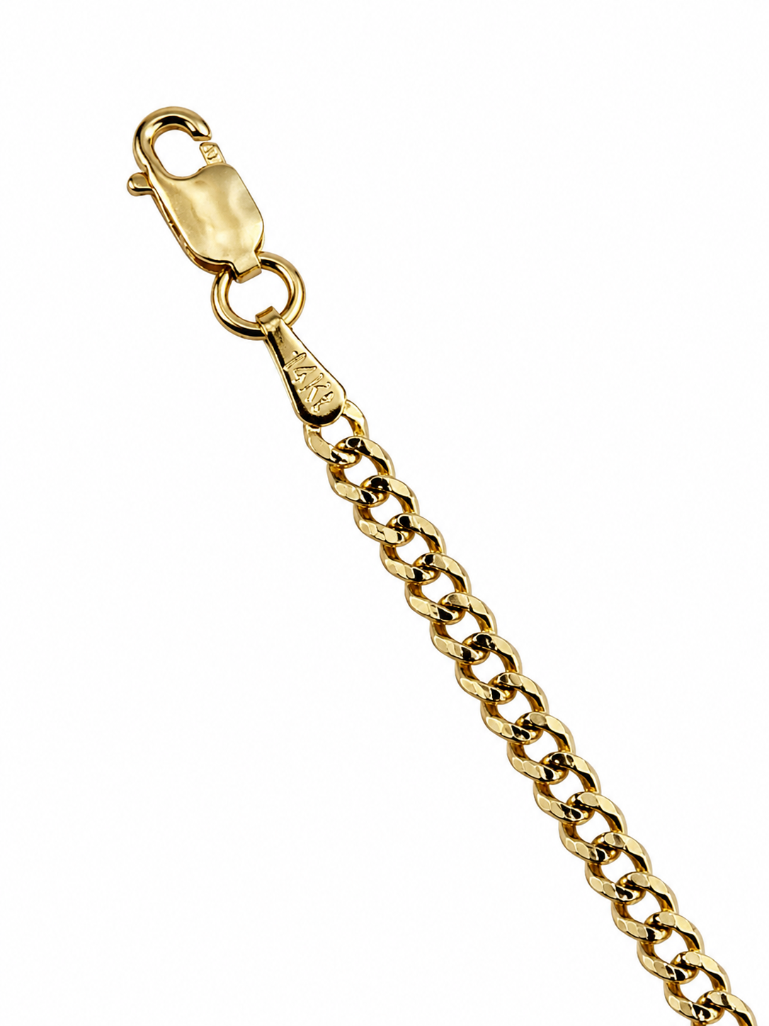 14K Yellow Gold Diamond-Cut Curb Link Chain 2.1 mm