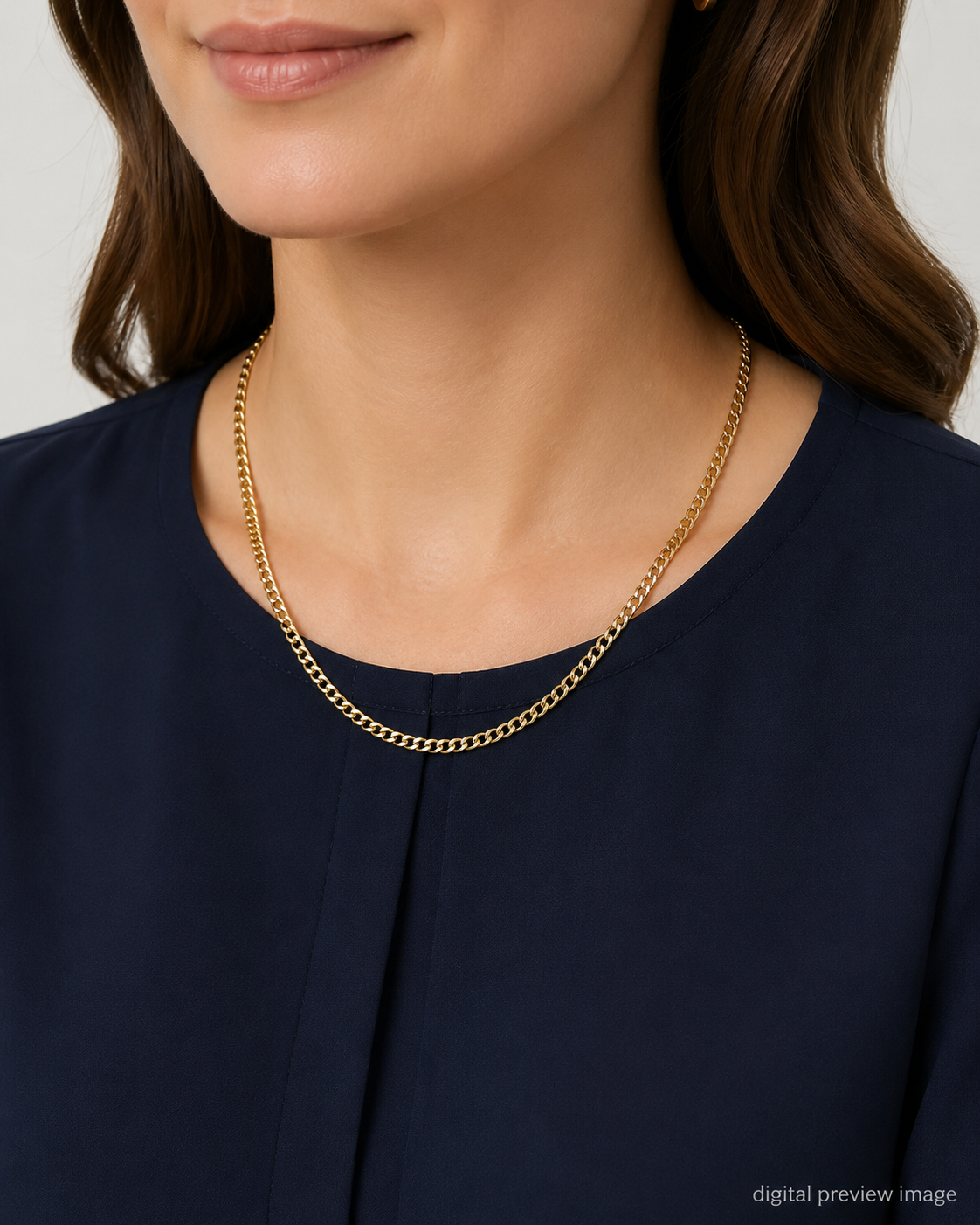 14K Yellow Gold Diamond-Cut Curb Link Chain 2.1 mm