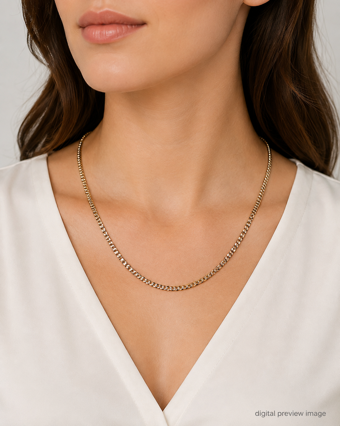 14K Yellow Gold Diamond-Cut Curb Link Chain 4.6 mm