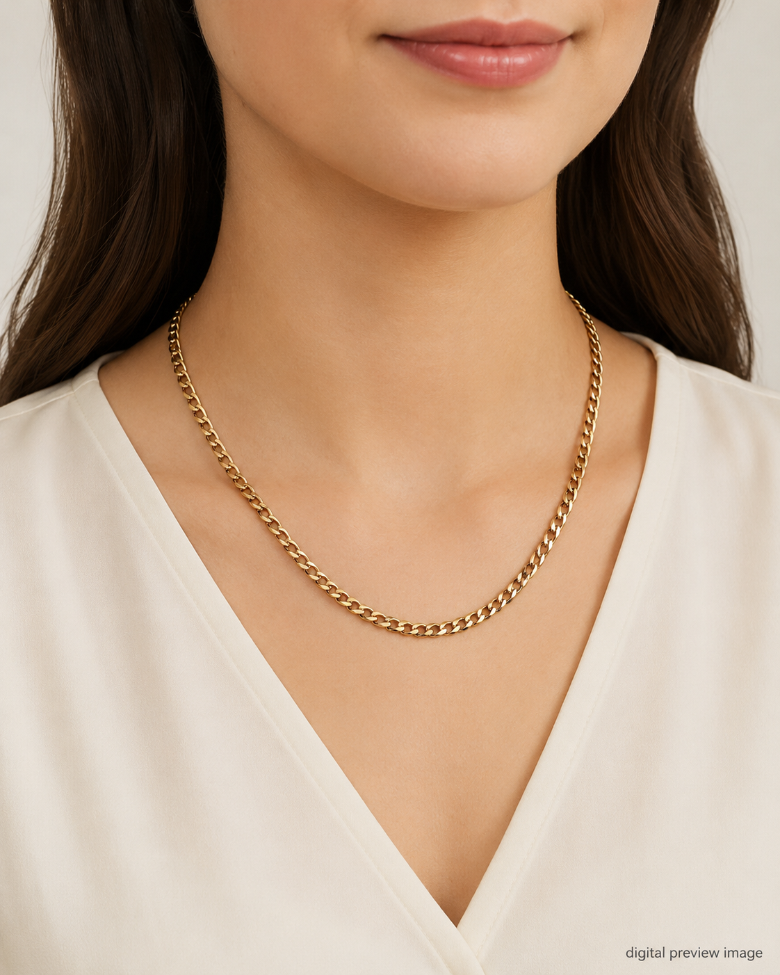 14K Yellow Gold Diamond-Cut Curb Link Chain 5.5 mm