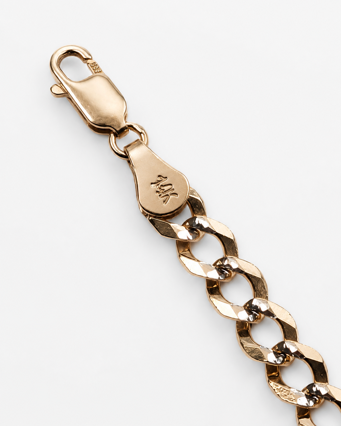 14K Yellow Gold Diamond-Cut Curb Link Chain 5.5 mm