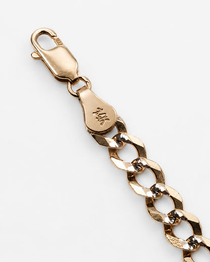 14K Yellow Gold Diamond-Cut Curb Link Chain 5.5 mm