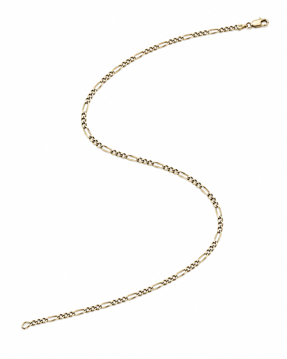 14K Yellow Gold Diamond-Cut Figaro Chain 3.1 mm