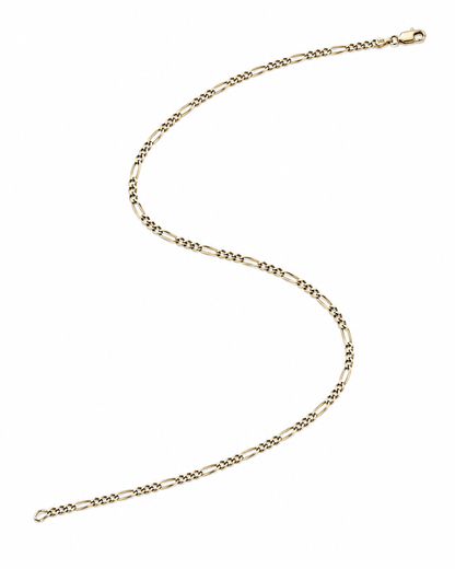 14K Yellow Gold Diamond-Cut Figaro Chain 3.1 mm