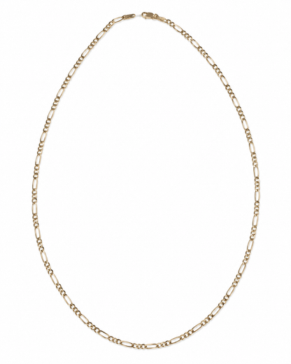 14K Yellow Gold Diamond-Cut Figaro Chain 3.1 mm