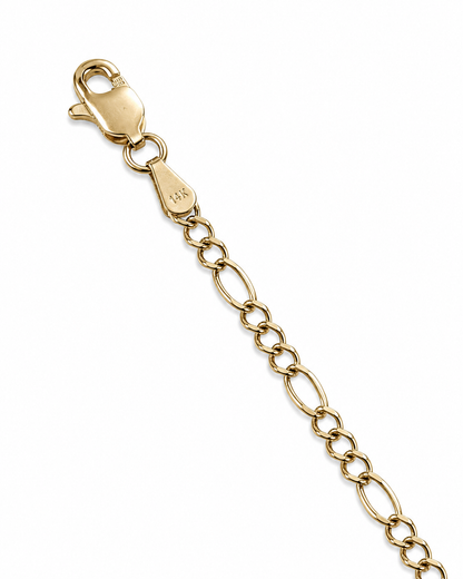 14K Yellow Gold Polished Figaro Chain 2.5 mm