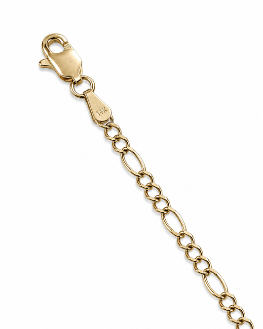 14K Yellow Gold Polished Figaro Chain 2.5 mm