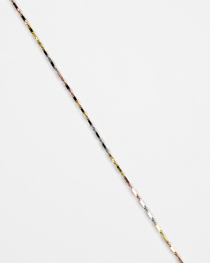 14K Tri-Color Gold Stamped Singapore Chain 1.4 mm