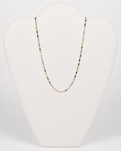 14K Tri-Color Gold Stamped Singapore Chain 1.4 mm