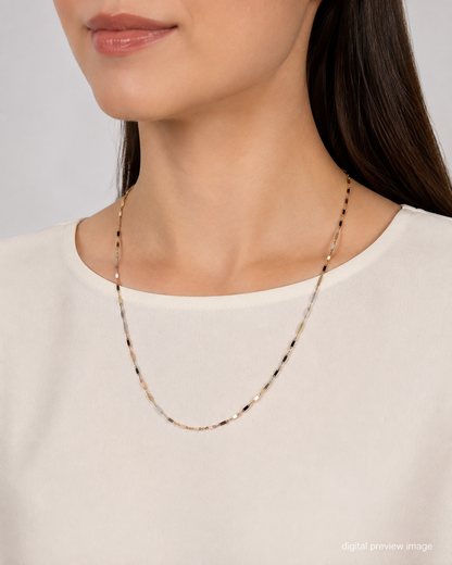 14K Tri-Color Gold Stamped Singapore Chain 1.4 mm