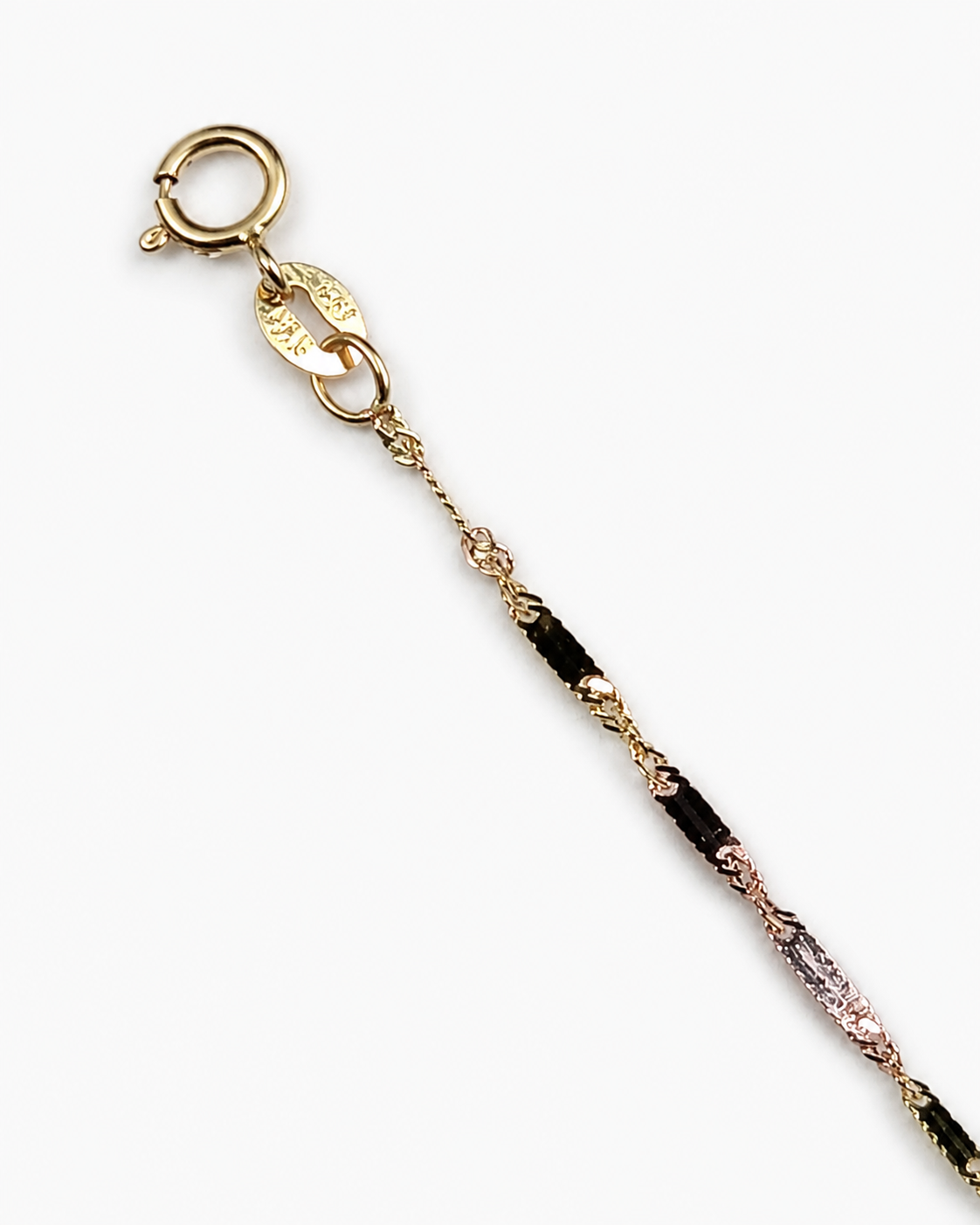 14K Tri-Color Gold Stamped Singapore Chain 1.4 mm