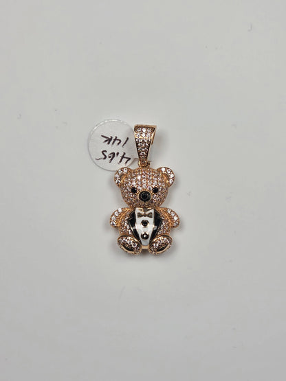 14K Yellow Gold Tuxedo Teddy Bear Pendant