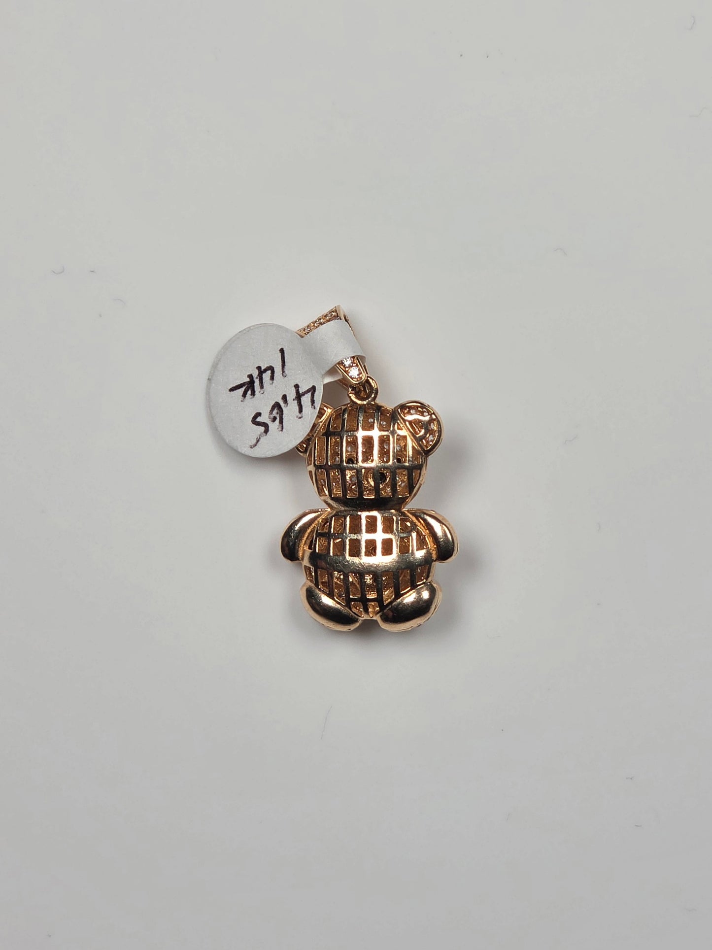 14K Yellow Gold Tuxedo Teddy Bear Pendant