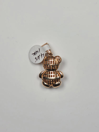 14K Yellow Gold Tuxedo Teddy Bear Pendant