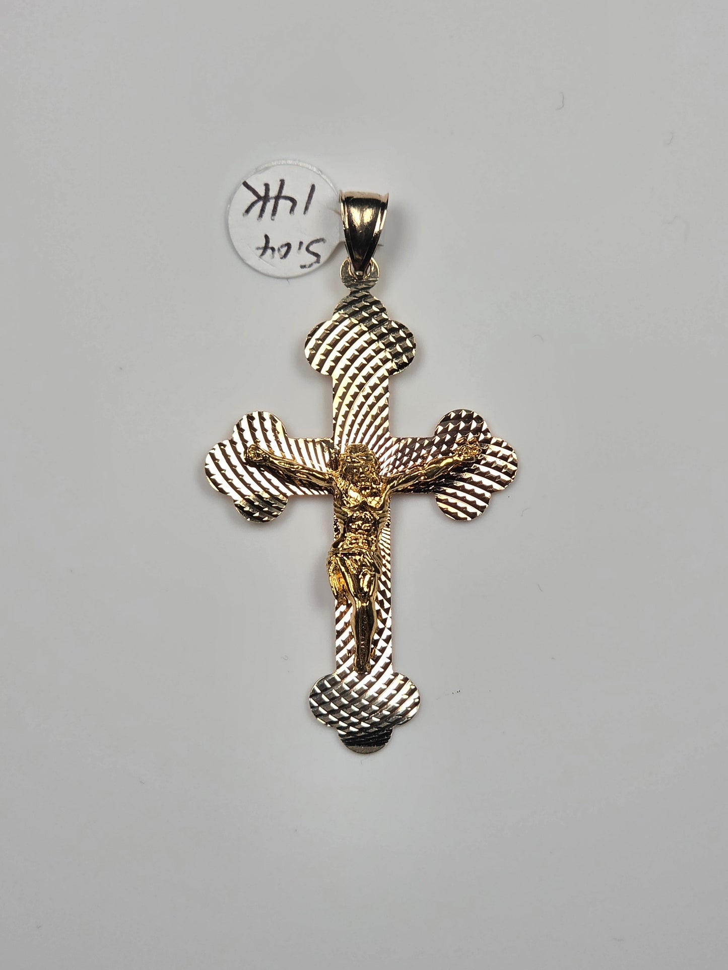 14K Two-Tone Gold Textured Crucifix Pendant