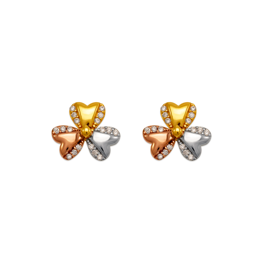 Fancy Flower CZ Stud Earrings