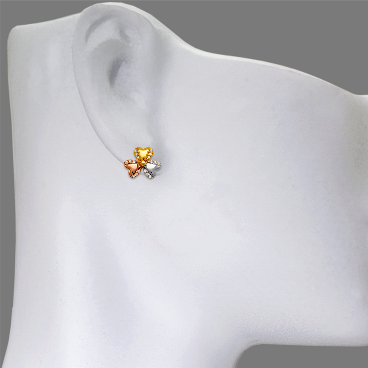 Fancy Flower CZ Stud Earrings