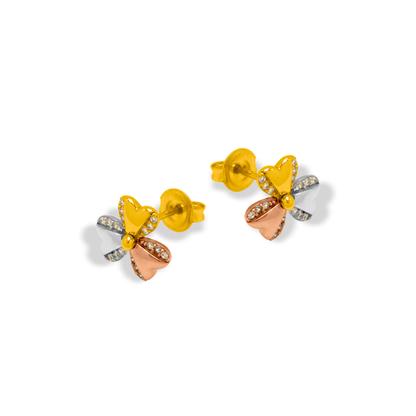 Fancy Flower CZ Stud Earrings