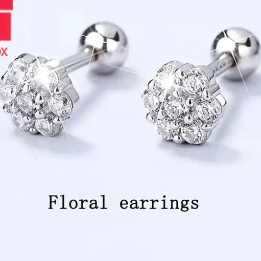 Pendientes de Moda para Mujer 925 Plata Pura Copo de Nieve Zirconia