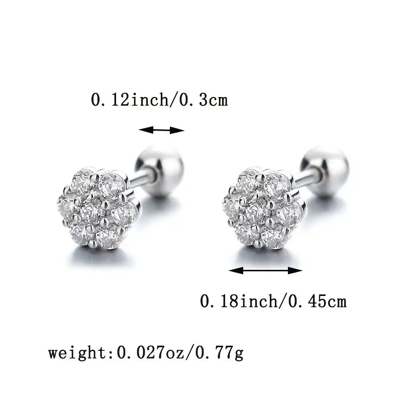 Pendientes de Moda para Mujer 925 Plata Pura Copo de Nieve Zirconia