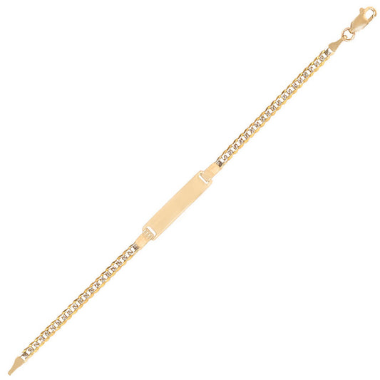 White Pave Curb Link 080 3mm ID Kid Bracelet Yellow Gold 14k