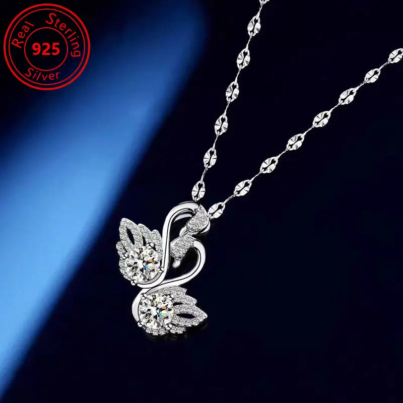 Collar de cisne de lujo de plata de ley S925