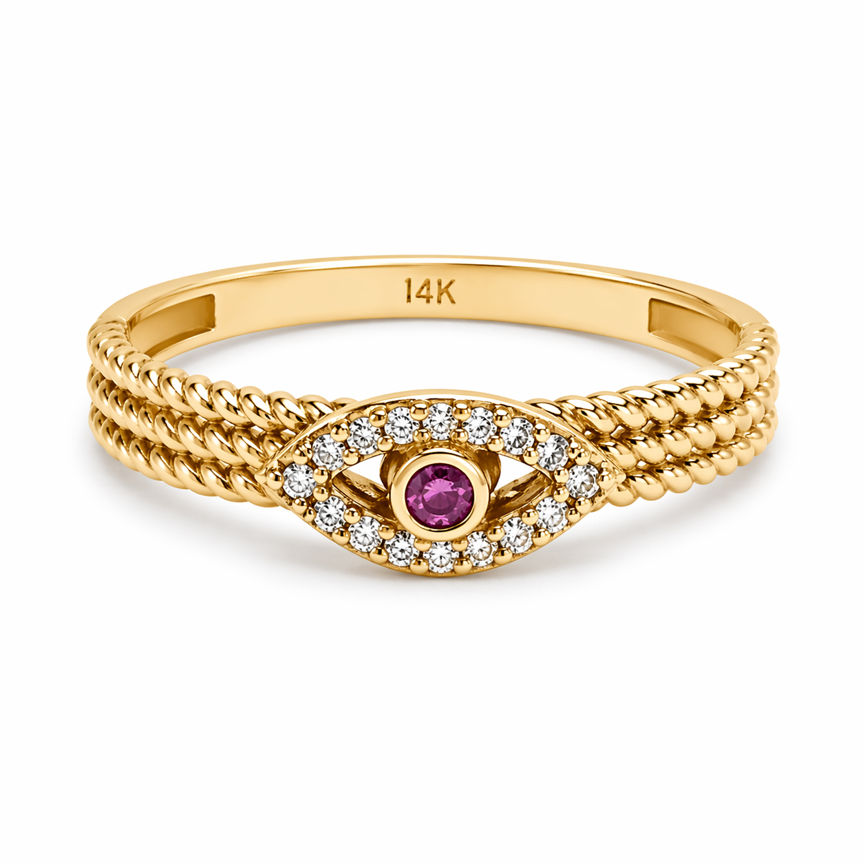 14K Gold Turkish Eye Ring - Anillo ojo turco de 14k