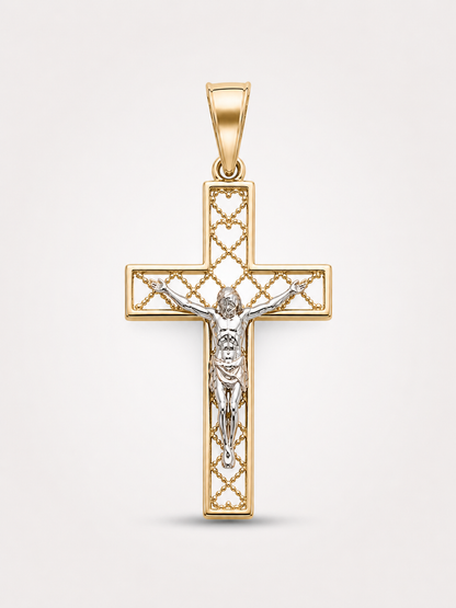 14K Gold Cross Pendant - Cruz Religiosa Oro 14K