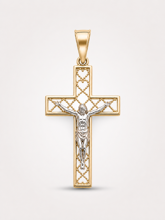 14K Gold Cross Pendant - Cruz Religiosa Oro 14K