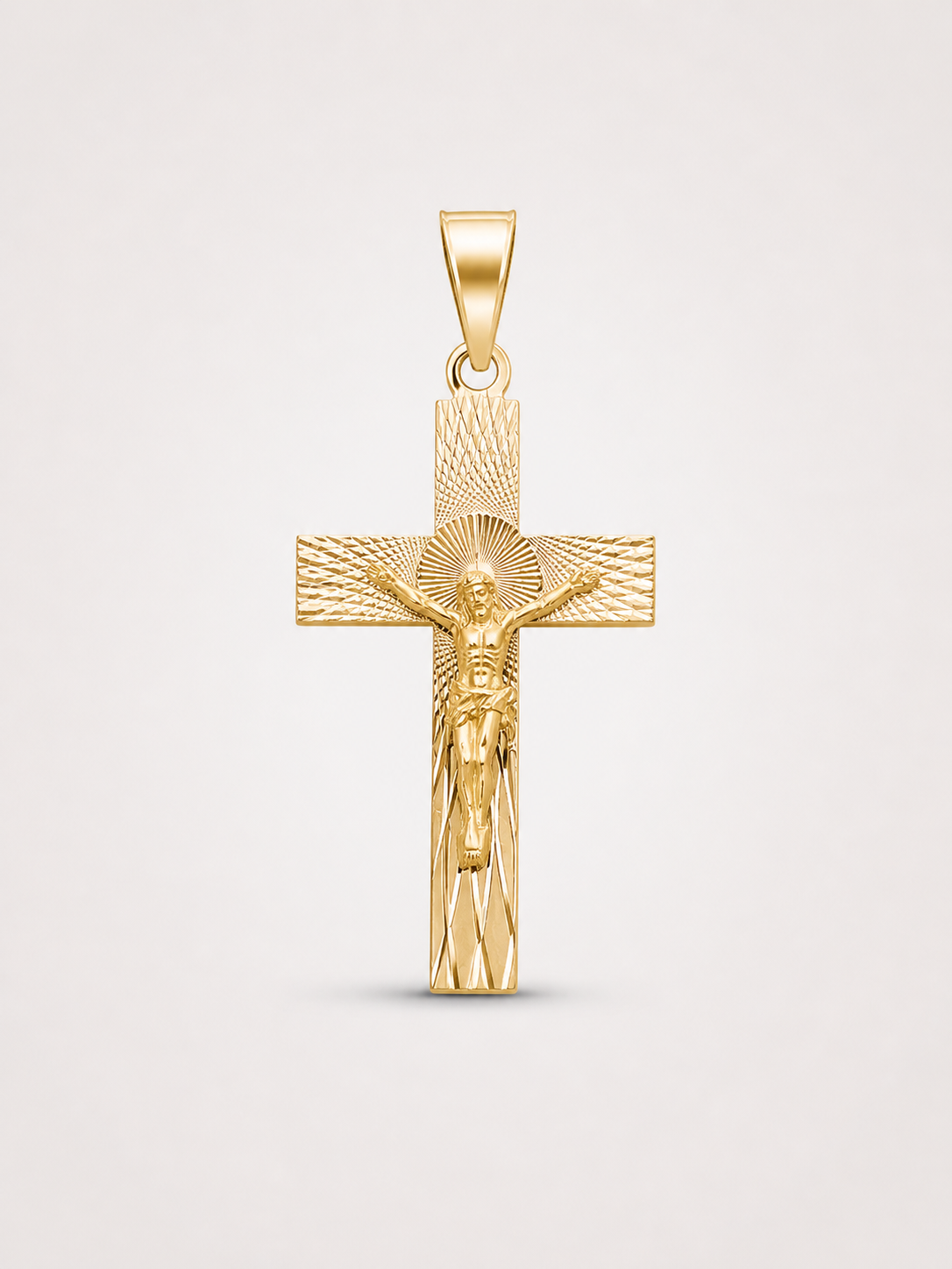 14K Gold Cross Pendant - Cruz 14K con Crucifijo