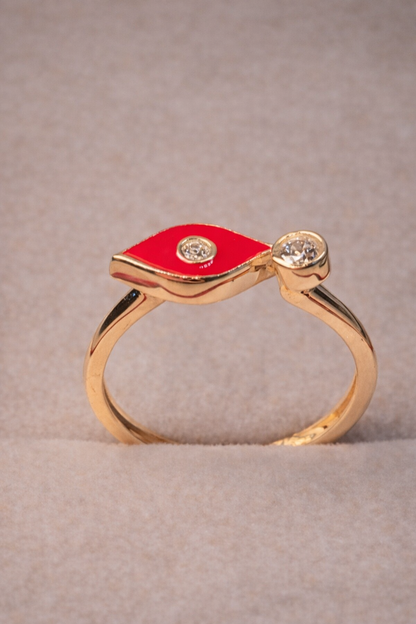 14K Gold Eye Ring - Anillo Ojo  14K Oro