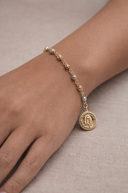 14K Gold Religious Bracelet - Brazalete 14k Religioso