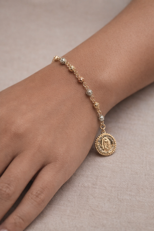 14K Gold Religious Bracelet - Brazalete 14k Religioso