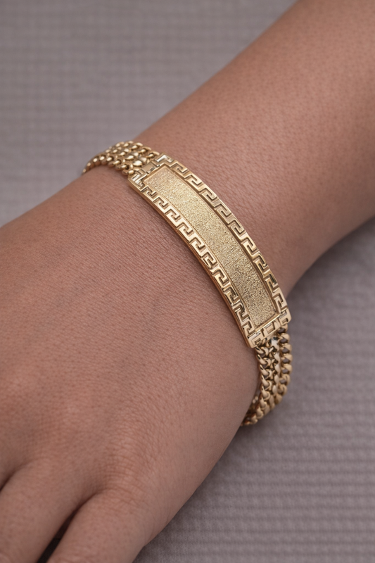 14K Gold ID Bracelet - Brazalete de 14K Oro Solido