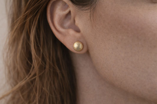 14K Gold Solid Round Earrings - Aretes de bolita solidos 14k