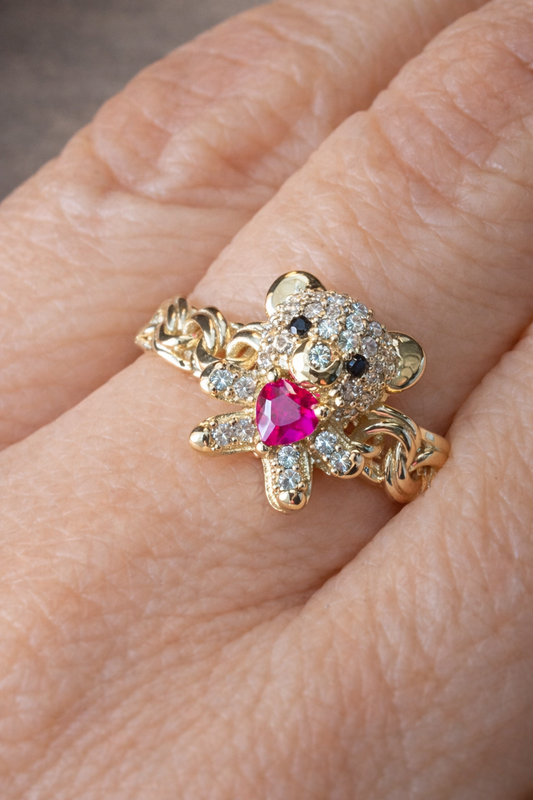 14k Gold Bear Ring #7 - Anillo De Osito 14k oro Solido #7