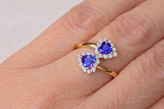 14K Gold Double Heart Ring - Anillo Doble Corazón Oro 14k #8