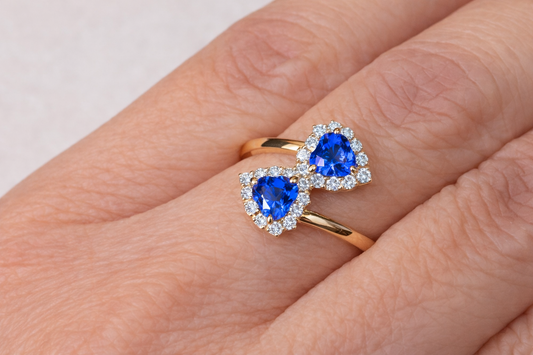 14K Gold Double Heart Ring  - Anillo Doble Corazón Oro 14k #8.5