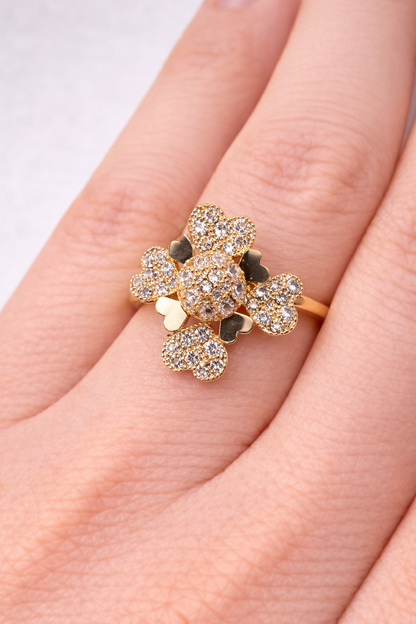 14K Gold Spinning Clover Ring - Anillo Giratorio Trebol 14k