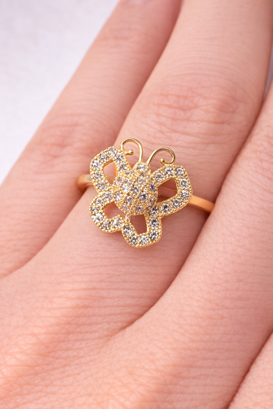 14K Gold Spinning Butterfly Ring - Anillo Giratorio mariposa 14k
