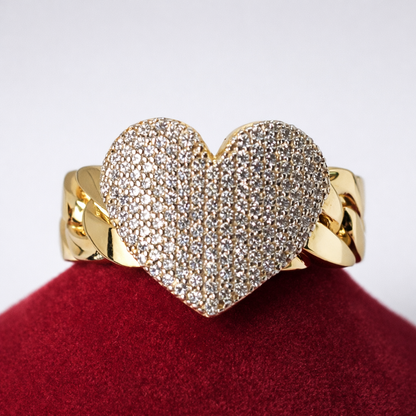 14K Gold Heart Ring w/CZ accents - Anillo 14k De corazón