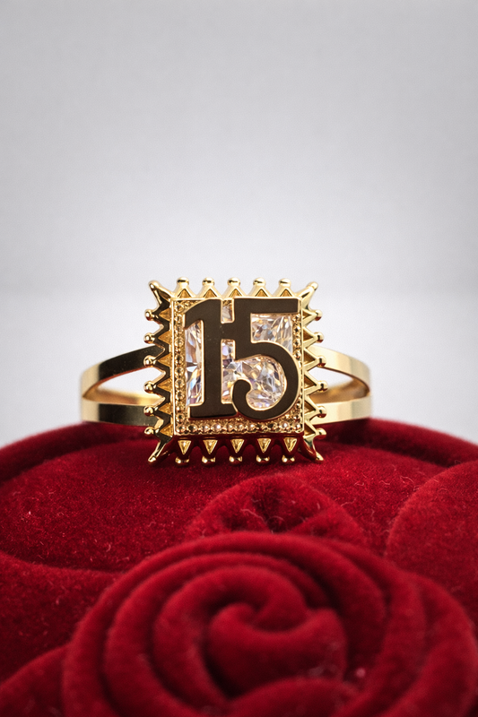 14K Gold Quinceañera Ring - Anillo de 15 Años 14k