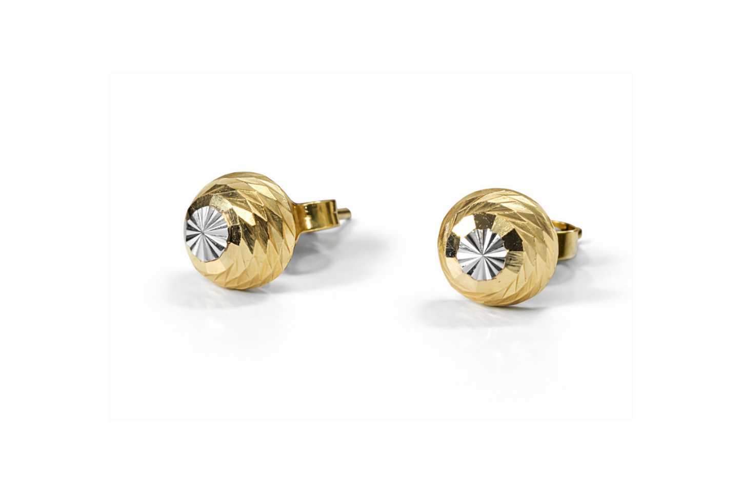 14K Gold Solid Round Earrings - Aretes de bolita solidos 14k