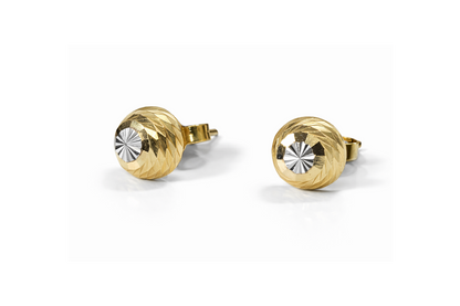 14K Gold Solid Round Earrings - Aretes de bolita solidos 14k